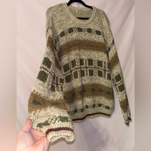 St. John's Bay Men's Patterned Crewneck Sweater - Olive, Brown, Cream - Picture 8 of 14